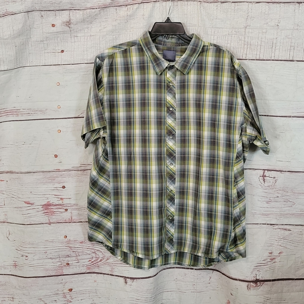 Prana Plaid Snap Front Shirt Size XL
